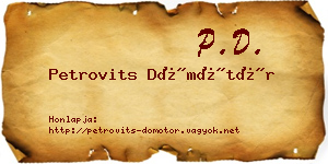 Petrovits Dömötör névjegykártya